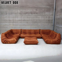 Canapé modulaire de luxe Togo, canapé au sol Caterpillar, canapé sectionnel moderne 2 places en cuir véritable pour usage domestique