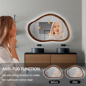 <span class=keywords><strong>Miroir</strong></span> <span class=keywords><strong>de</strong></span> <span class=keywords><strong>salle</strong></span> <span class=keywords><strong>de</strong></span> <span class=keywords><strong>bain</strong></span> <span class=keywords><strong>vintage</strong></span> irrégulier en gros, à LED, à économie d'énergie, anti-buée, avec cadre en bois, <span class=keywords><strong>miroir</strong></span> mural décoratif avec éclairage arrière - Product Image 4
