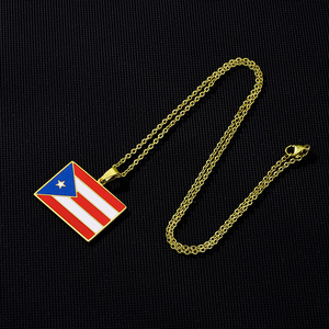 Corazón Puerto Mapa y Color Bandera Colgante Collares Color Oro/Plata Color PR Puerto Ricos Collar - Product Image 4