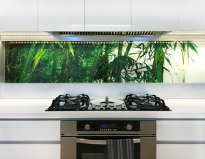 Panneaux de protection anti-éclaboussures pour cuisine en <span class=keywords><strong>verre</strong></span> <span class=keywords><strong>trempé</strong></span>, <span class=keywords><strong>crédence</strong></span> de cuisine pour hôtel - Product Image 4