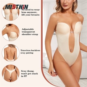 Body sculptant sans dos, string sans couture, T bas, mince, contrôle du ventre, gaine amincissante pour femmes - Product Image 4