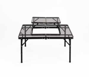 Mesa de Picnic cuadrada para exteriores, mesa de cartas para acampar, altura ajustable, portátil, ligera, asa de transporte para campamento - Product Image 5