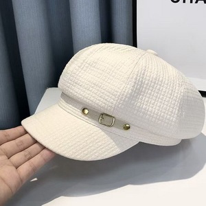 <span class=keywords><strong>Casquette</strong></span> de mode vintage pour <span class=keywords><strong>femme</strong></span> avec boucle en métal octogonale, couleur unie, style newsboy - Product Image 5
