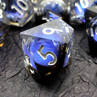 Kustom Hijau & transparan hitam cair inti DND Set dadu 7-Piece tepi tajam Resin dadu RPG untuk penjara & Dragons-Liquid11
