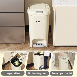 Thùng rác hình vuông có nắp đậy, chân đạp, chất liệu nhựa, chống mùi, thiết kế hiện đại UFORU - Product Image 3