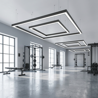 Plafonnier LED linéaire moderne, bande lumineuse rectangulaire suspendue pour garage, intérieur commercial