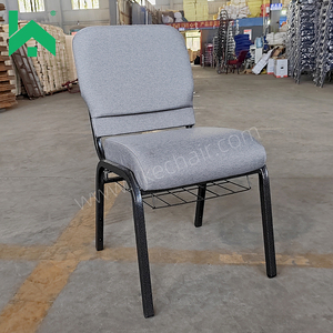 Silla de Iglesia Acolchada Gris Oscuro con Marco de Metal Resistente, Apilable, en Oferta, Muebles para Hotel, Auditorio, Teatro y Comedor - Product Image 2
