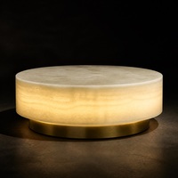 Table basse ronde en marbre rétroéclairé, moderne et luxueuse, pour salon