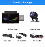 Caméra de tableau de bord de voiture 4G Android avec écran LCD 3 pouces, système WDR 1080P, navigation GPS, enregistreur WiFi, surveillance à distance, DVR
