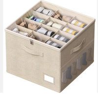 Étagère à chaussures pliable organisateur de stockage avec fenêtres de couvercle en PVC, boîte de rangement de chaussures en tissu de vêtements boîte à fermeture éclair boîte de rangement de tri