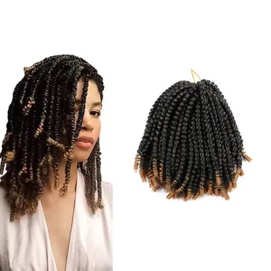 Wholesale crochet braiding hair synthetic hair wicks for african braids Curly Spring Twist Hair 8/10inch 90/100g