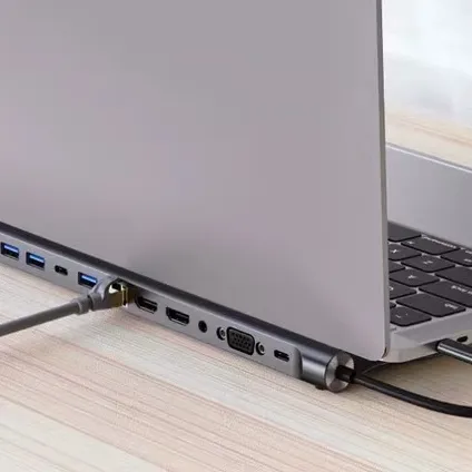 Base en aluminium pour ordinateur portable Hubs USB Convertisseur double HD-MI vers trois écrans différents Splitter Type-C Station d'accueil 12-en-1