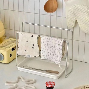304 Stainless Steel Modern Standing Type Bold Thickened <b>Kitchen</b> & Bathroom Towel Rack Waterproof Double Tier Dish Cloth <b>Storage</b> - Product Image 1