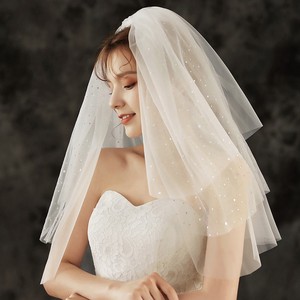 Écharpe <span class=keywords><strong>de</strong></span> <span class=keywords><strong>mariée</strong></span> courte en <span class=keywords><strong>strass</strong></span> scintillante, à 3 niveaux, longueur d'épaule, accessoire <span class=keywords><strong>de</strong></span> mariage - Product Image 3