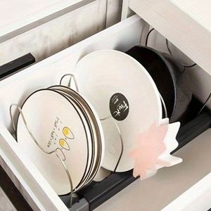 Organisateur de couvercles de casseroles et de planches à découper gris, extensible et coulissant, avec compartiments ajustables - Product Image 6