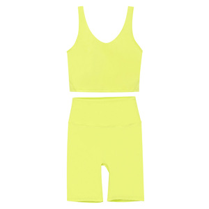 Soutien-gorge de sport actif pour femmes en forme de U pour femmes costumes de Fitness haut de Yoga et ensemble de shorts de cyclisme ensembles de Yoga grande taille - Product Image 5