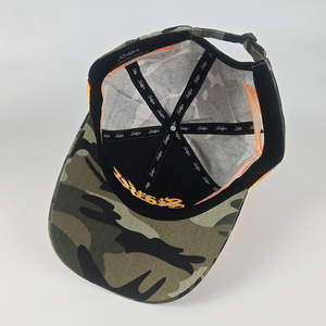 Cappellino da Baseball con Logo Personalizzato, Ricamo 3D, Design con Lettere Mimetiche, Fiamma Arancione Ricamata, Streetwear Unisex, Cappello Snapback 100% - Product Image 5