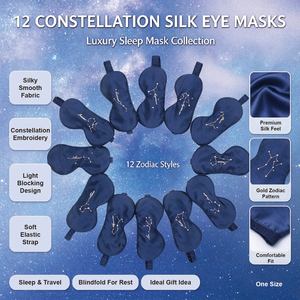 Antifaz para Dormir, 100% Seda de Morera, Antifaz Oscurecedor Total, Estampado de 12 Constelaciones, Cubre Ojos Suave para Descanso Nocturno - Product Image 1