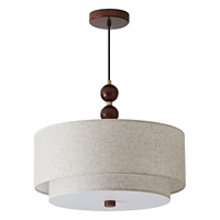 Lustre LED Japandi en bois, suspension en tissu superposé, luminaire de plafond rétro moderne et organique pour salon