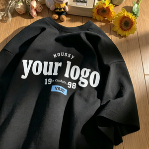 เสื้อยืดสไตล์วินเทจเรียบง่ายแบบหลวม แขนสั้น พิมพ์ลายผ้าไหมนมอเมริกันย้อนยุค ปี 2026 ผ้าฝ้าย 100% เสื้อถักลำลอง - Product Image 2