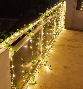 Guirnalda <span class=keywords><strong>de</strong></span> hojas verdes artificiales con pilas, luces <span class=keywords><strong>de</strong></span> <span class=keywords><strong>hadas</strong></span> estéticas para dormitorio y decoración navideña para fiestas - Product Image 5
