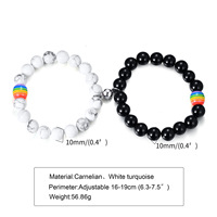 Lgbtq Pride Bracelet perlé Cornaline Blanc Turquoise Pierre naturelle Coeur Sheaped Bracelet fermoir magnétique