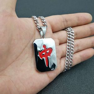 Chinese Mahjong <b>Titanium</b> Steel Pendant Necklace Green Character Unisex Gift Jewelry - Product Image 5
