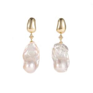 Gemnel Nieuwe Mode 925 Verzilverde Sieraden Grote Natuurlijke Barokke Parel Oorbellen - Product Image 1