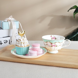 Europe Design 220ml Céramique Floral Vert Tasse À Thé Soucoupe Ensemble Porcelaine <span class=keywords><strong>1</strong></span> Tasse À Café avec Assiette Premium Thé Tasses Et Soucoupes - Product Image 4