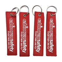 Porte-clés brodé personnalisé avec logo promotionnel pour équipes de vol, double face, en tissu tissé, style Jet Tag