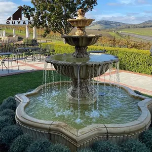QUYANG большой открытый сад ручная резьба натуральный камень мрамор фонтан для двора