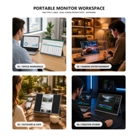 Moniteur de jeu portable 13 pouces 2K IPS avec support réglable, Type-C, haut-parleur intégré, 60Hz, écran externe pour ordinateur portable PC