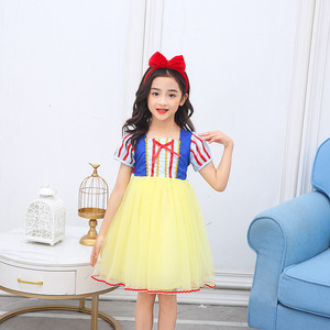 Costumes Blanche-Neige pour filles, costumes <span class=keywords><strong>Reine</strong></span> <span class=keywords><strong>des</strong></span> <span class=keywords><strong>Neiges</strong></span> pour enfants, robes de jeu de rôle pour enfants, robes en tulle et en maille pour l'école - Product Image 5