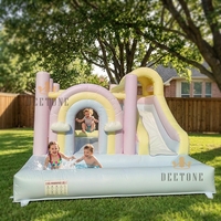 Aire de jeux gonflable extérieure Macaron, château gonflable commercial pour enfants avec toboggan et piscine, équipements de parc d'attractions