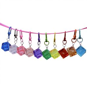 Modern Style Transparent Acrylic Bead Keychains with Luminous Ice <b>Cube</b> for DIY Projects and Events - Product Image 1