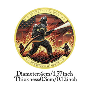 消防员挑战硬币镀金银色火线纪念币收藏徽章礼品 - Product Image 3