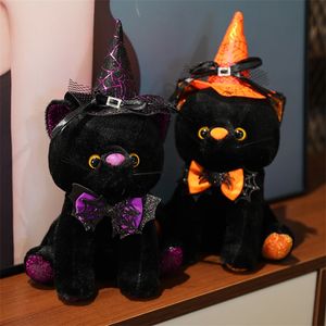 Atacado Bonito Laranja Halloween <span class=keywords><strong>Cat</strong></span> Plush Animal Toy Gato Preto com Chapéu Presente Do Dia Das Bruxas - Product Image 4