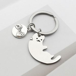 Colgante de Metal Personalizable de Fábrica para Mejores Amigos o Parejas, con Gatos Abrazándose, Llavero de Acero Inoxidable - Product Image 3