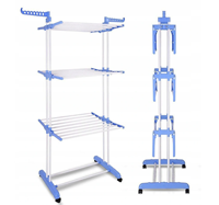 Cedar space Séchoir à linge pliable à roulettes pour la maison, Étagère de rangement mobile pour vêtements, Étagère à vêtements en métal, Vente en gros usine