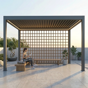 Pergola en aluminium sur mesure avec lames d'ombrage réglables, gazebo bioclimatique motorisé pour <span class=keywords><strong>terrasse</strong></span> sur le toit et hôtel - Product Image 1