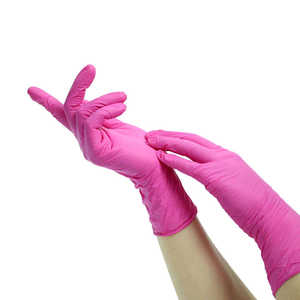 3ミルローズピンクニトリル手袋ラテックスフリー中型ニトリル美容手袋ピンクマニキュア美容院理髪店タトゥー用ロゴ付き - Product Image 3