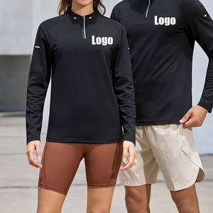 Customized Print Fitness Quick-Dry Half-Zip Shirt Knitted Activewear Sports Training Gym Wear Mens Long Sleeve <strong>Tshirts</strong> - Product Image 3