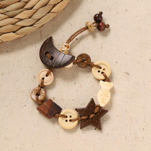 Handmade Woven Coconut Shell Button <b>Bracelet</b> Handcrafted <b>String</b> Accessory - Product Image 4