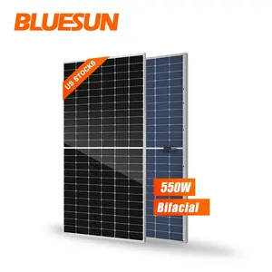 Bluesun Long Beach 550watt US Stock Bificial Solar Panels Double Glass Tier1 Energy Storage System For Home Commercial Complete
