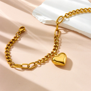 Bracciale Trendy a Cuore in Acciaio Inossidabile Placcato Sottovuoto, Gioiello di Lusso di Alta Qualità, Regalo Femminile che Non Sbiadisce, per il Commercio Transfrontaliero - Product Image 4