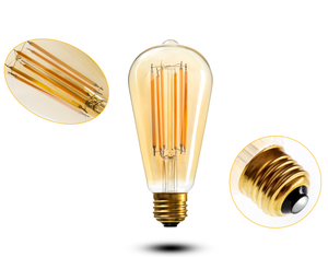 ST64 6 Wát Filament Ánh Sáng <span class=keywords><strong>Bulb</strong></span> Antique Edison Cổ Điển <span class=keywords><strong>LED</strong></span> Amber Màu 60 Wát Bóng Đèn Sợi Đốt Thay Thế - Product Image 5