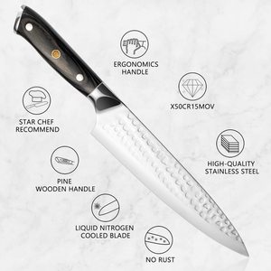 Offre Spéciale couperet <span class=keywords><strong>à</strong></span> main en acier inoxydable <span class=keywords><strong>à</strong></span> haute teneur en carbone 8 pouces couteau de chef de cuisine tranchant - Product Image 6