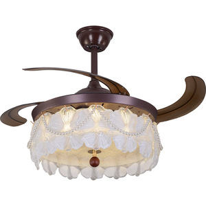 Ventilador de techo con luz LED invisible para sala de estar y comedor de 10-15 metros cuadrados con diseño de encaje vintage - Product Image 2