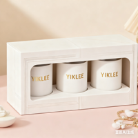 Maßgefertigte Goldfolie Logo Honigglas Kerzen-Verpackung Trio-Set Geschenkbox 3er-Pack Getränke-Set Verpackungsbox