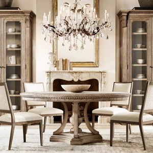 Table à manger ronde St. <span class=keywords><strong>James</strong></span>, style américain, table à manger ronde en bois massif - Base de piédestal sculptée, fabrication directe, personnalisable - Product Image 3